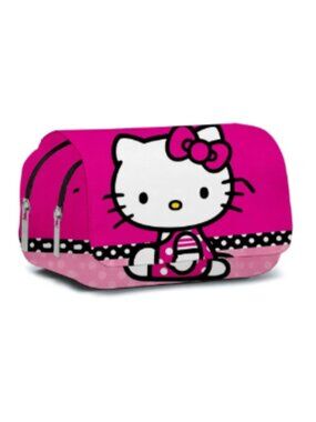 Hello Kitty Pink Zipper Pencil Case & Cosmetic Bag – Kawaii Multicolor Organizer